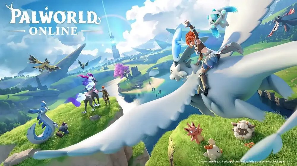 Official Palworld Online announcement key art and logo from Garena — see our hub page for Krafton's Palworld Mobile branding